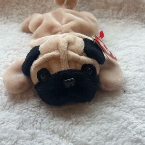 Ty Beanie Babies “Pugsly” Plush Dog Toy - Black and Tan. Retired